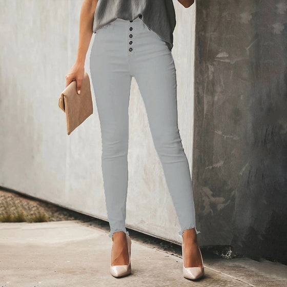 pennbyxor i stretch med knappar