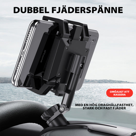 Telefonhållare med nummerplatta i instrumentbrädan