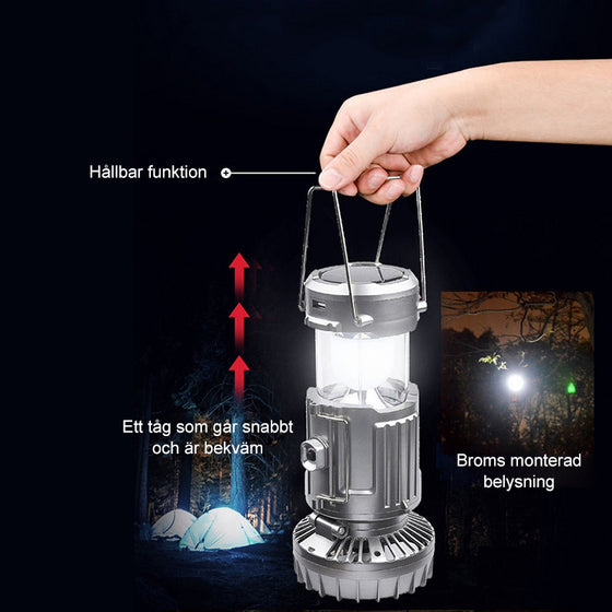 Utomhus LED-campingbelysning med fläkt