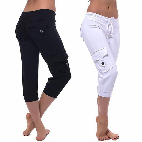 Casual yogabyxor för kvinnor med fickor