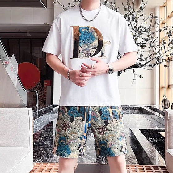 Graderade paljetter broderade björn avslappnat herrdräktset