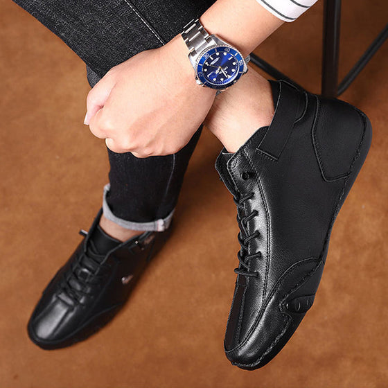 Handgjorda höga stövlar med kardborreband