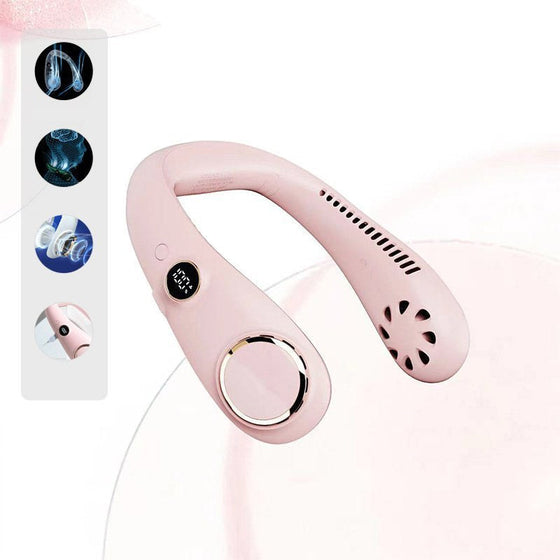 Bärbar halsfläkt med digital skärm