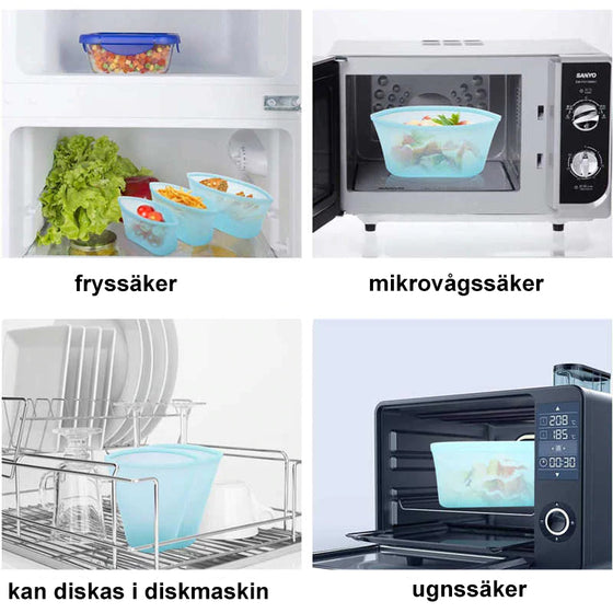 Återanvändbara matförvaringspåsar