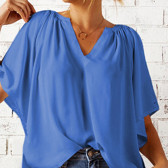 V-ringad chiffongskjorta