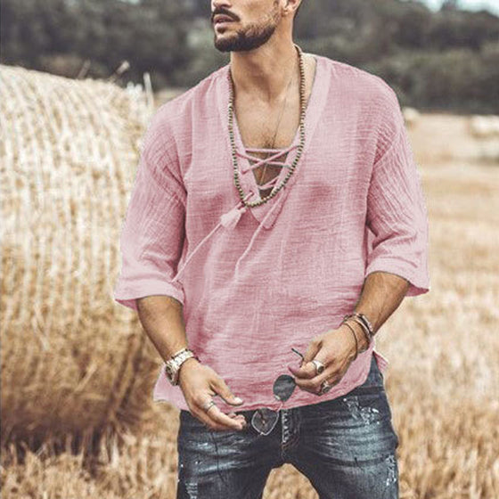 Sommar män casual bomullsskjortor