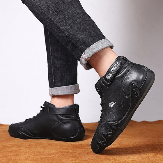 Handgjorda höga stövlar med kardborreband