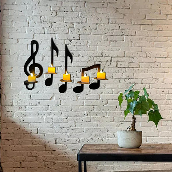 Svart musiknotvägglampa