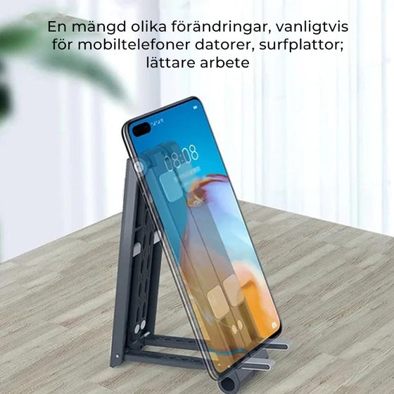 Bärbar hållare för surfplatta och telefon