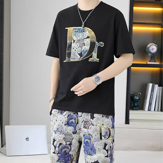 Graderade paljetter broderade björn avslappnat herrdräktset