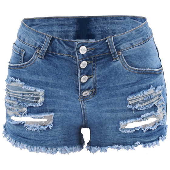 Rippade jeansshorts