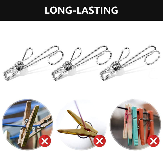 Rostfritt stål Metal Long Tail Clip (6 st/set)