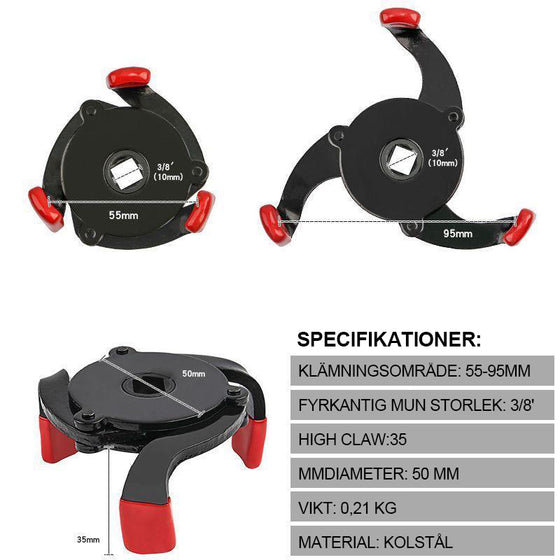 Trekäfts oljefilternyckel