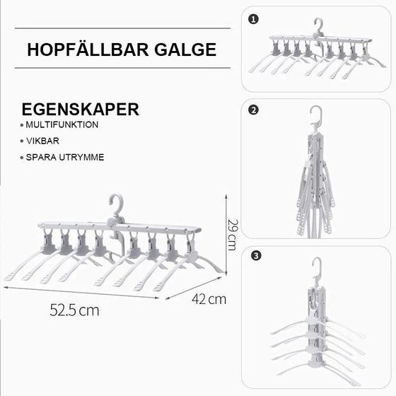 8 i 1 Multifunktionell Hopfällbar Hängare för Platsbesparing