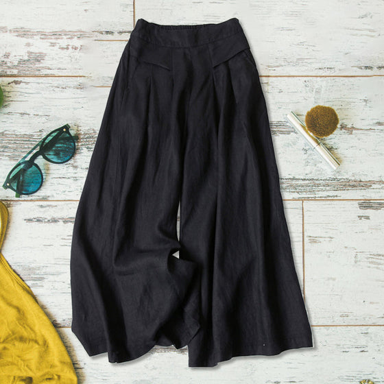 Damer avslappnad lös bomull linne breda ben