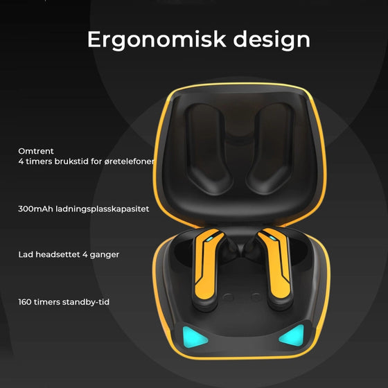 Vattentäta trådlösa hörlurar med ultralåg latens och brusreducerande stereoljud