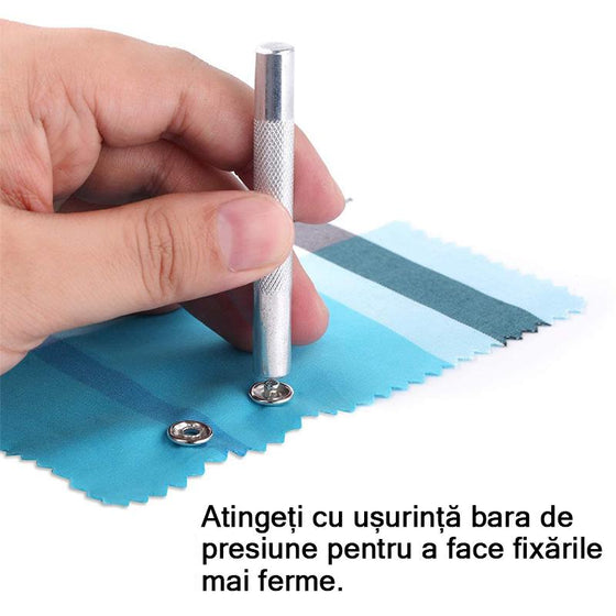 Knappar i metall med tryckknapp för fästelement