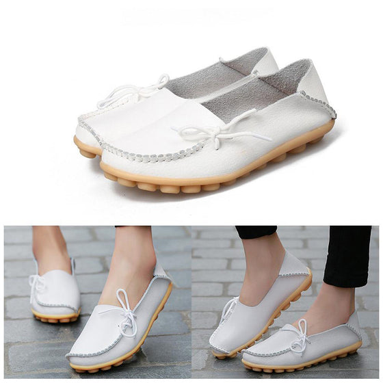 Bekväma platta läderskor