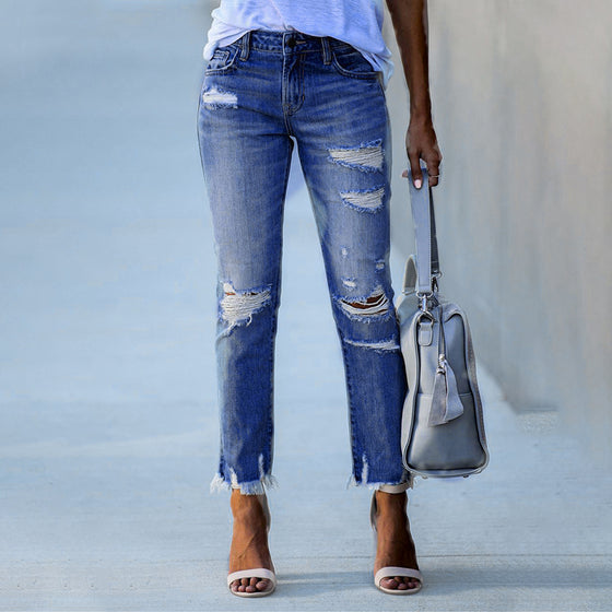 Slimmade jeansbyxor med hög stretch för kvinnor