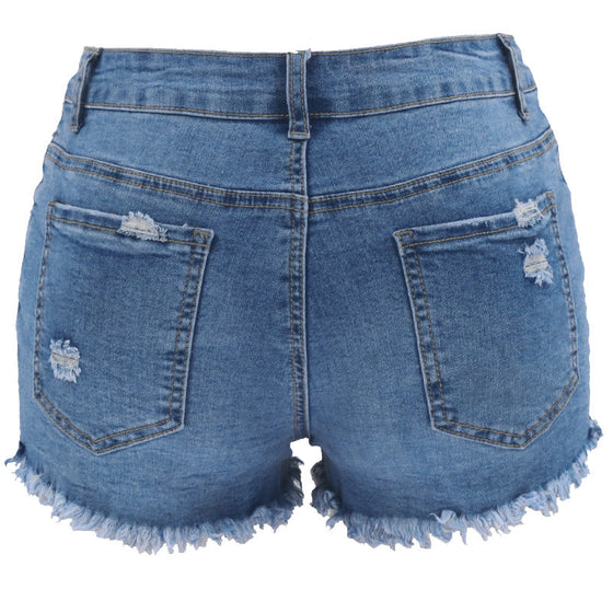 Rippade jeansshorts