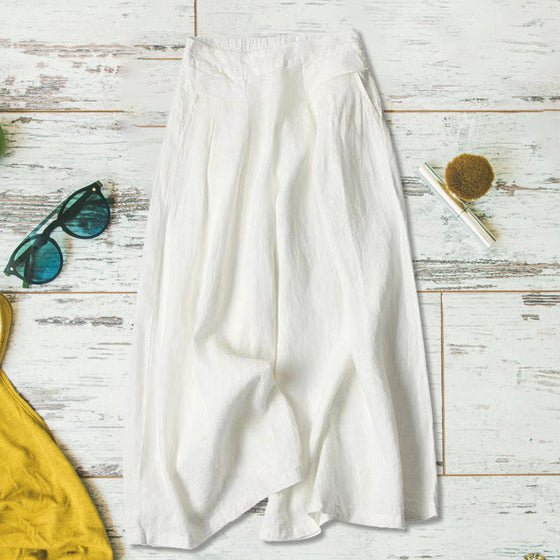 Damer avslappnad lös bomull linne breda ben