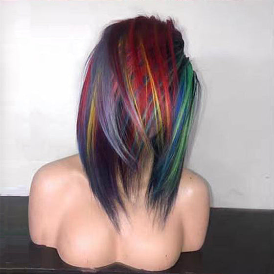 Kort färgglad peruk