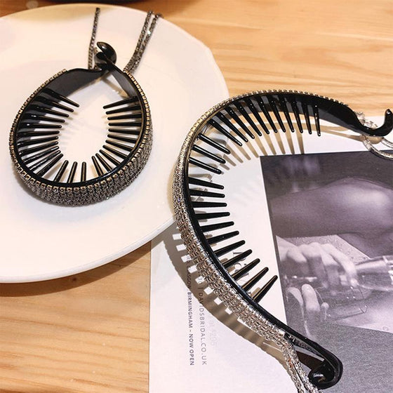 Elegant huvudbonad med Rhinestone Pom Pom