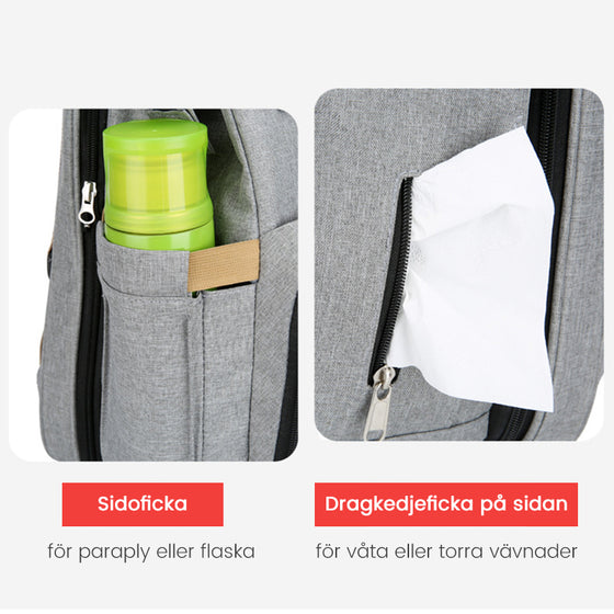 Allt-i-ett ryggsäck för barnblöjor