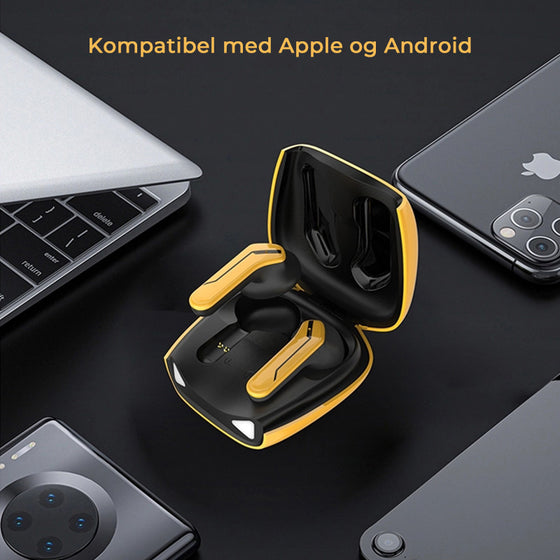 Vattentäta trådlösa hörlurar med ultralåg latens och brusreducerande stereoljud