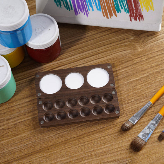Bärbar akvarellpalett i valnöt