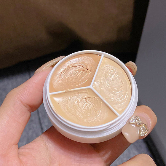 Tri-Color Concealer-palett för att täcka akneärr och mörka ringar