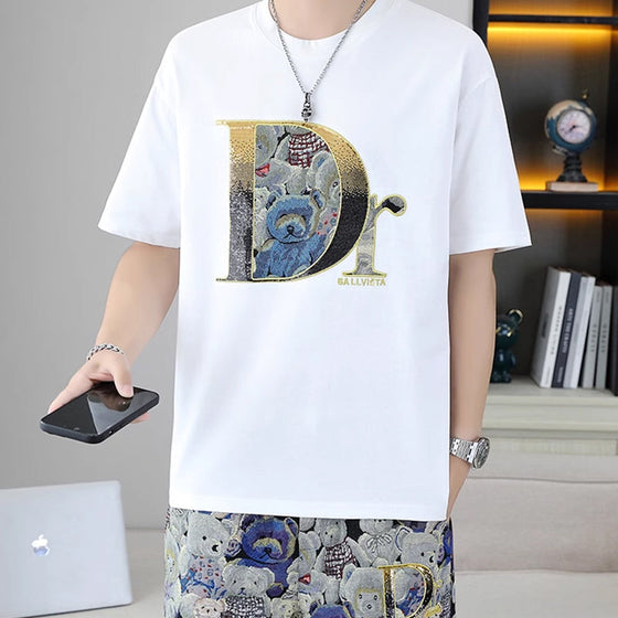 Graderade paljetter broderade björn avslappnat herrdräktset