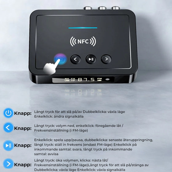 Bluetooth 5.0 sändare och mottagare