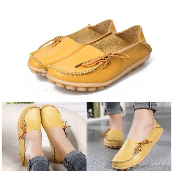 Bekväma platta läderskor