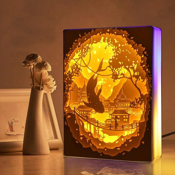 3D ljus och skugga nattlampa papperssnideri konst