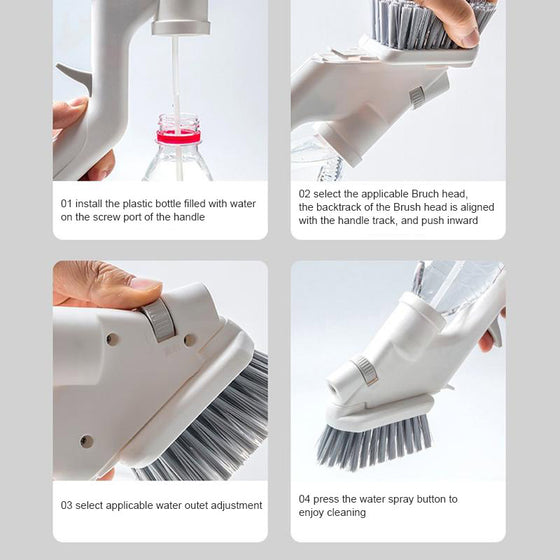 Rengöringsborste Med Vattensprut (4 delar)