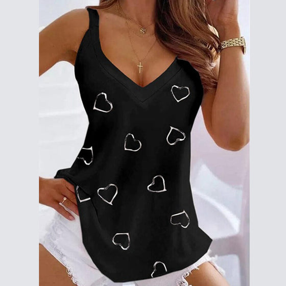 Ärmlöst tank top med hjärttryck