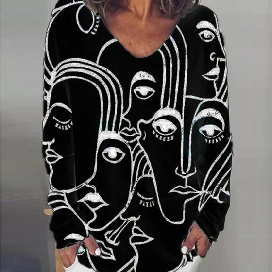 T-shirt med abstrakt tryck