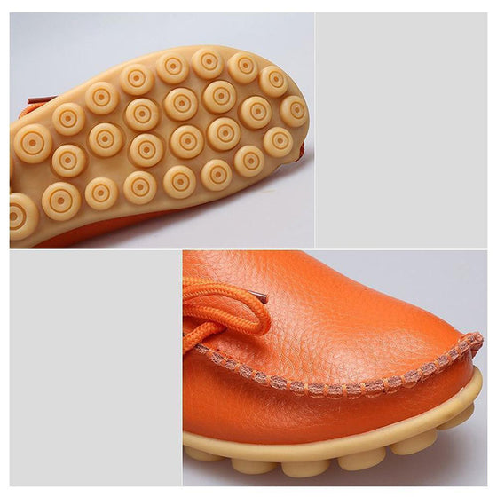 Bekväma platta läderskor