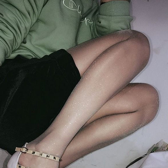 Pärlemorfärgade sidenstrumpor