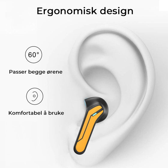 Vattentäta trådlösa hörlurar med ultralåg latens och brusreducerande stereoljud