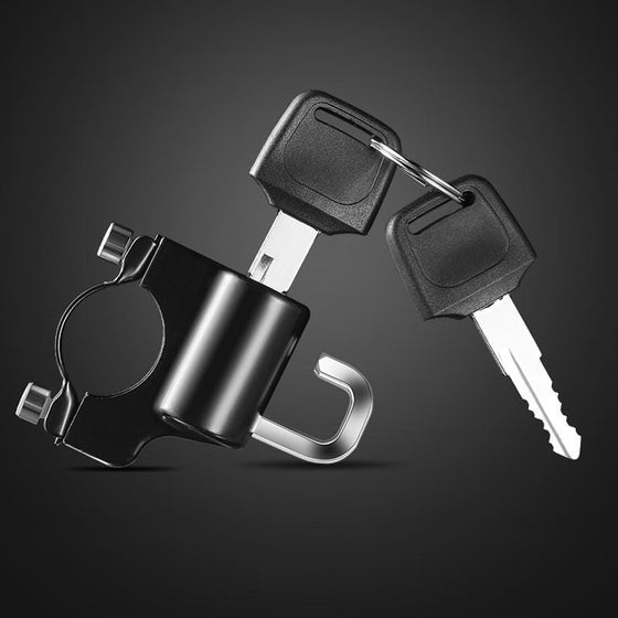 Multifunktionellt säkerhetslås för motorcykelhjälm