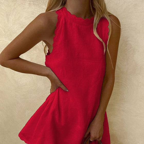 Ärmlös lös spetsklänning