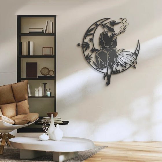 Häxväxt på den skära månens metallväggskonst