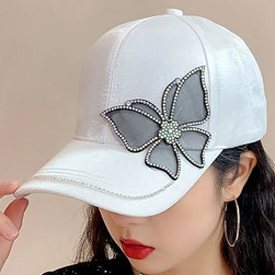 Basebollkeps med fjärilsljus strass