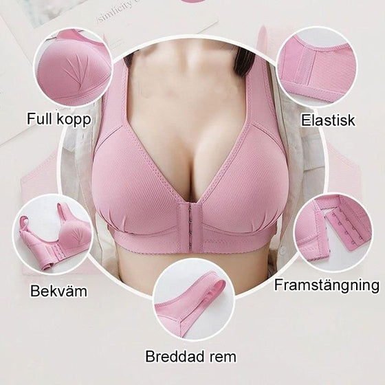Plusstorlek Elastisk framstängning push-Up Behå