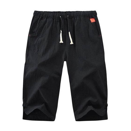 Mäns enkla avslappnade byxor i bomull och linne