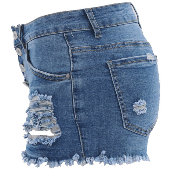 Rippade jeansshorts