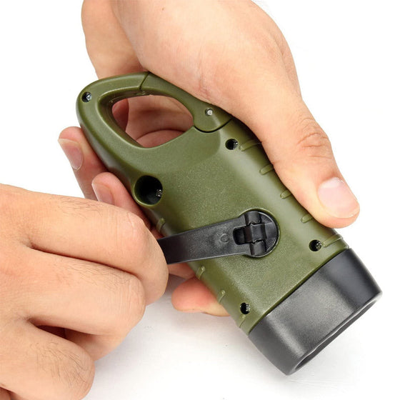 Solcellsdriven ficklampa med handvevsladdning