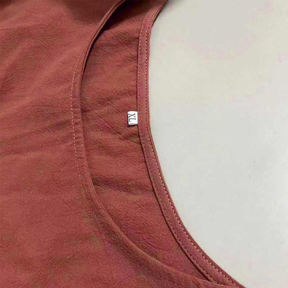 Enfärgad ärmlös lös linneklänning med ficka